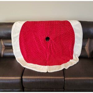 DanDee Collectors Choice Red White Tree Skirt 52" Faux Fur Velvet Christmas